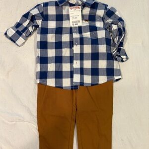 NWT Carter's Navy and White Plaid Button Down Shirt